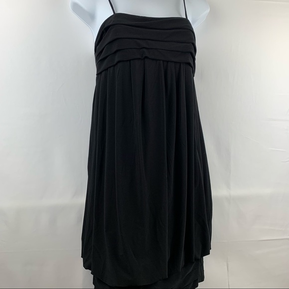 Morgan & Co. Solid Black Draped Spaghetti Strap Mini Balloon Dress Retro - Picture 3 of 15
